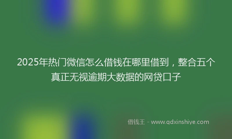 2025年热门微信怎么借钱在哪里借到，整合五个真正无视逾期大数据的网贷口子