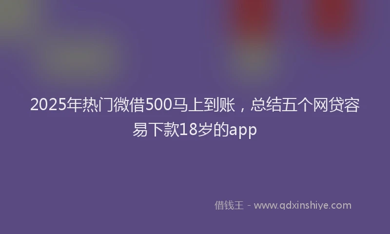 2025年热门微借500马上到账，总结五个网贷容易下款18岁的app