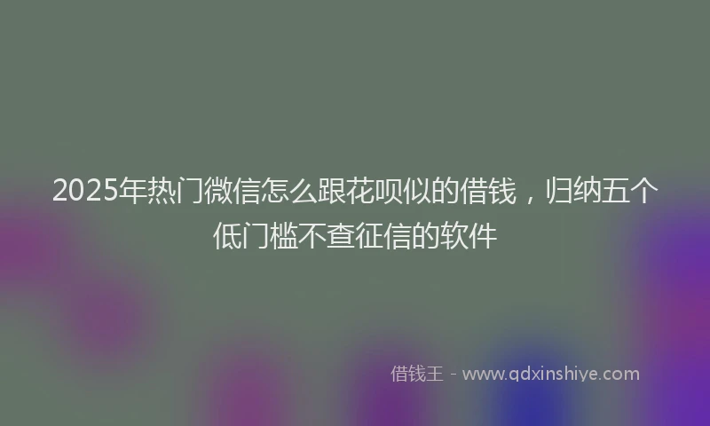 2025年热门微信怎么跟花呗似的借钱，归纳五个低门槛不查征信的软件