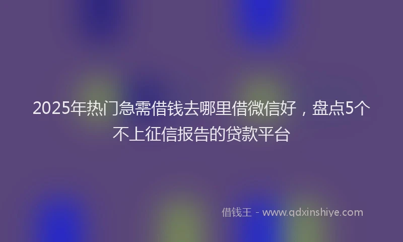 2025年热门急需借钱去哪里借微信好，盘点5个不上征信报告的贷款平台