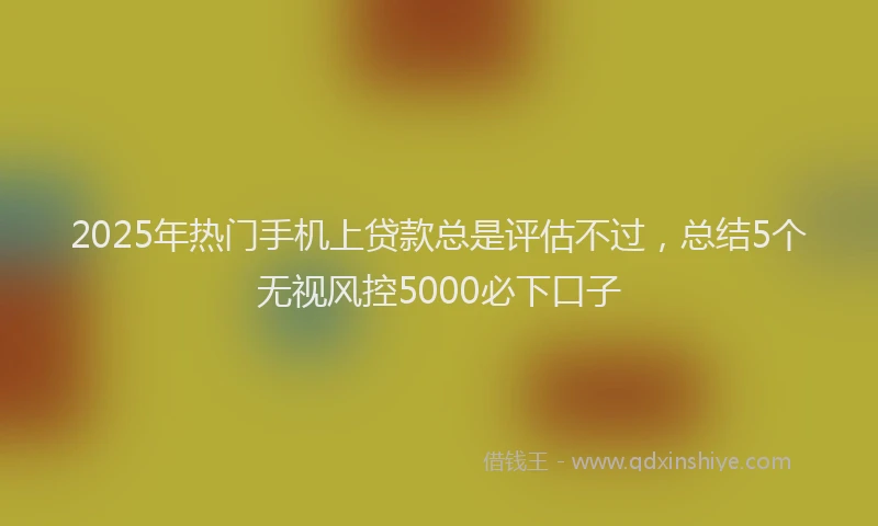 2025年热门手机上贷款总是评估不过，总结5个无视风控5000必下口子
