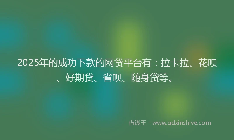 2025年的成功下款的网贷平台有：拉卡拉、花呗、好期贷、省呗、随身贷等。