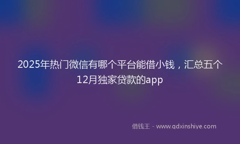 2025年热门微信有哪个平台能借小钱，汇总五个12月独家贷款的app