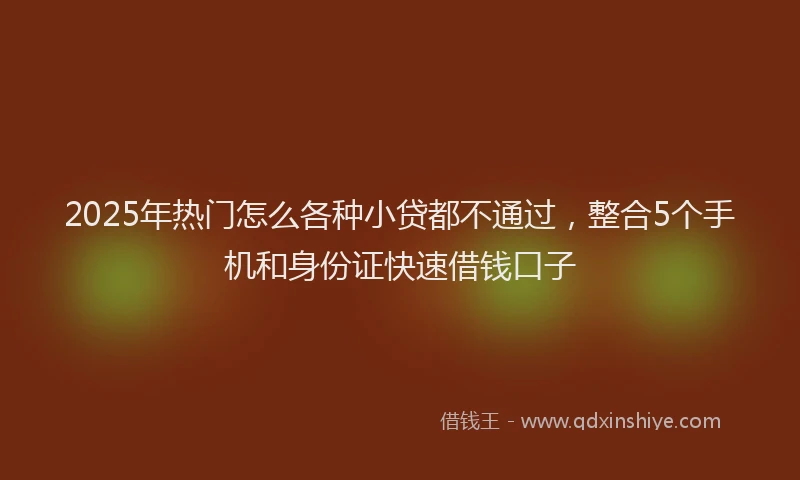 2025年热门怎么各种小贷都不通过，整合5个手机和身份证快速借钱口子