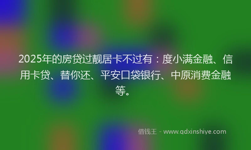 2025年的房贷过靓居卡不过有：度小满金融、信用卡贷、替你还、平安口袋银行、中原消费金融等。