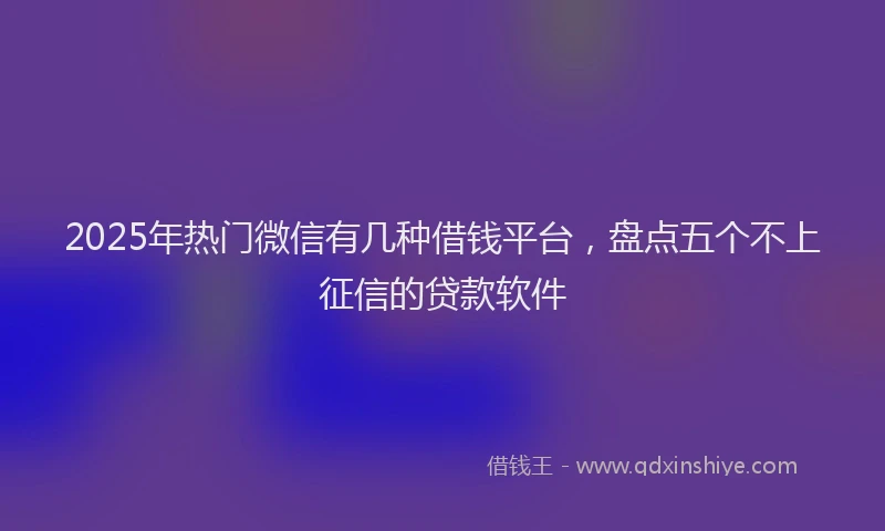 2025年热门微信有几种借钱平台，盘点五个不上征信的贷款软件
