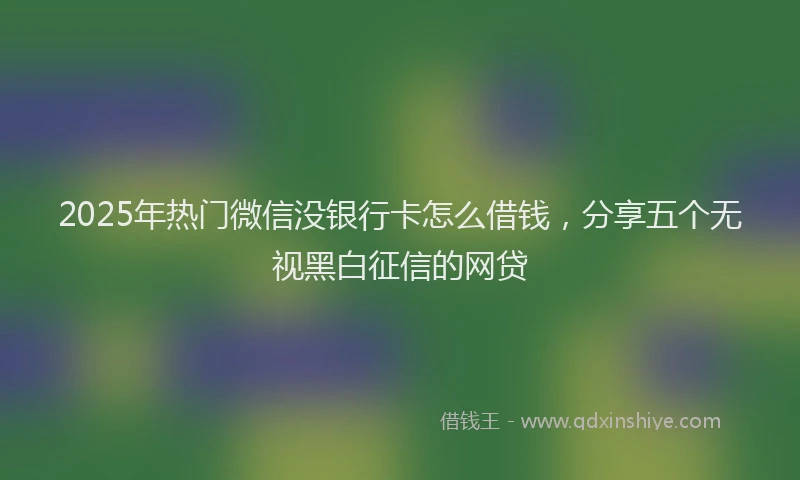 2025年热门微信没银行卡怎么借钱，分享五个无视黑白征信的网贷