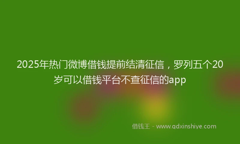 2025年热门微博借钱提前结清征信，罗列五个20岁可以借钱平台不查征信的app