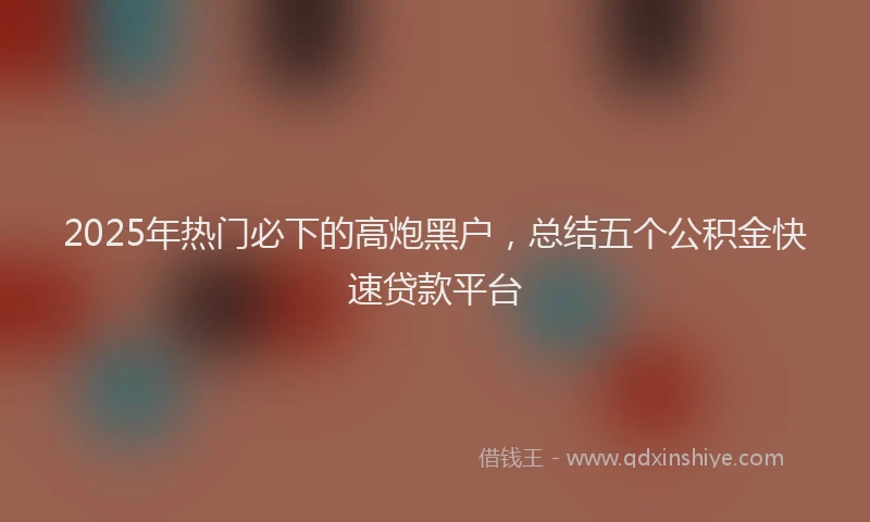 2025年热门必下的高炮黑户，总结五个公积金快速贷款平台