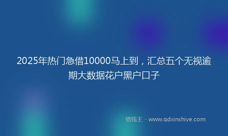 2025年热门急借10000马上到，汇总五个无视逾期大数据花户黑户口子