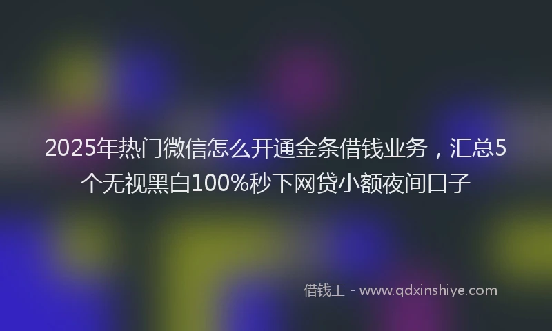 2025年热门微信怎么开通金条借钱业务，汇总5个无视黑白100%秒下网贷小额夜间口子