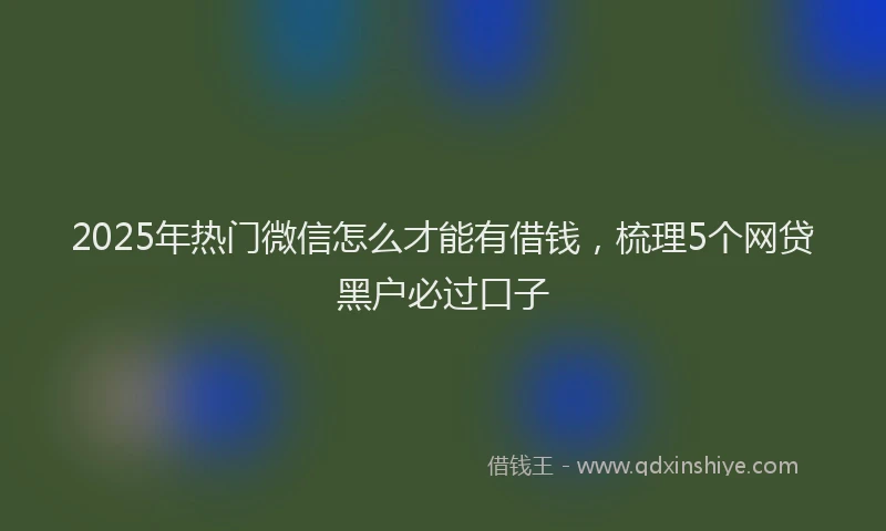 2025年热门微信怎么才能有借钱，梳理5个网贷黑户必过口子