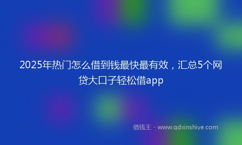 2025年热门怎么借到钱最快最有效，汇总5个网贷大口子轻松借app