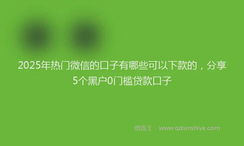 2025年热门微信的口子有哪些可以下款的，分享5个黑户0门槛贷款口子