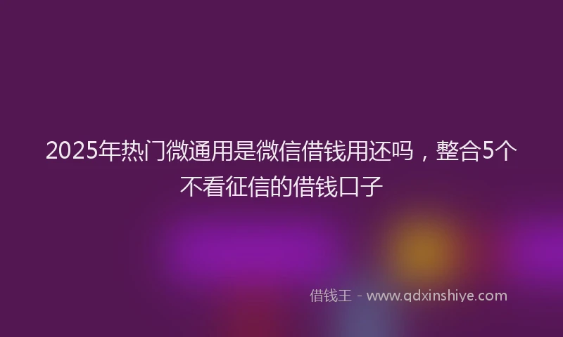 2025年热门微通用是微信借钱用还吗，整合5个不看征信的借钱口子