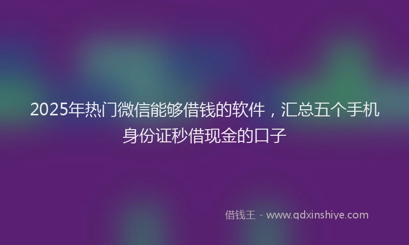 2025年热门微信能够借钱的软件，汇总五个手机身份证秒借现金的口子