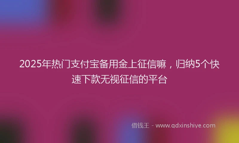 2025年热门支付宝备用金上征信嘛，归纳5个快速下款无视征信的平台