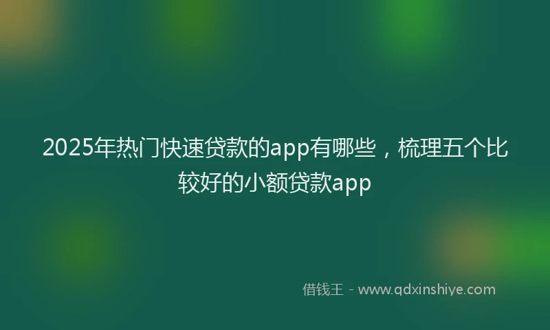2025年热门快速贷款的app有哪些，梳理五个比较好的小额贷款app