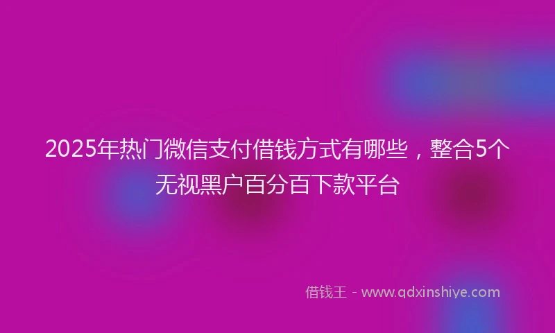 2025年热门微信支付借钱方式有哪些，整合5个无视黑户百分百下款平台