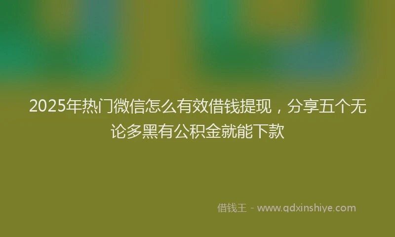 2025年热门微信怎么有效借钱提现，分享五个无论多黑有公积金就能下款