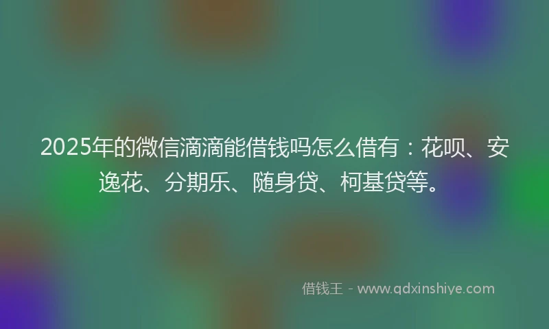 2025年的微信滴滴能借钱吗怎么借有：花呗、安逸花、分期乐、随身贷、柯基贷等。