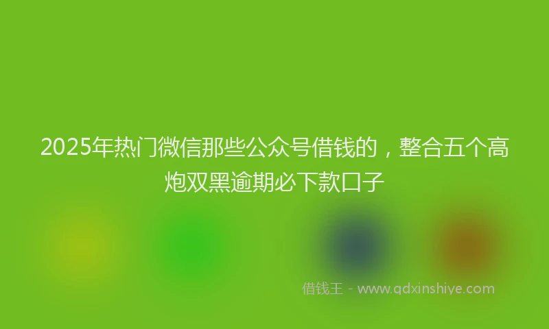 2025年热门微信那些公众号借钱的，整合五个高炮双黑逾期必下款口子