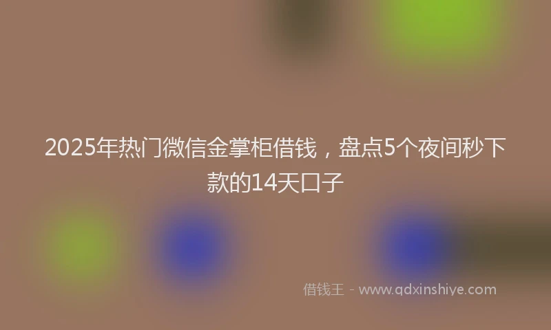 2025年热门微信金掌柜借钱，盘点5个夜间秒下款的14天口子