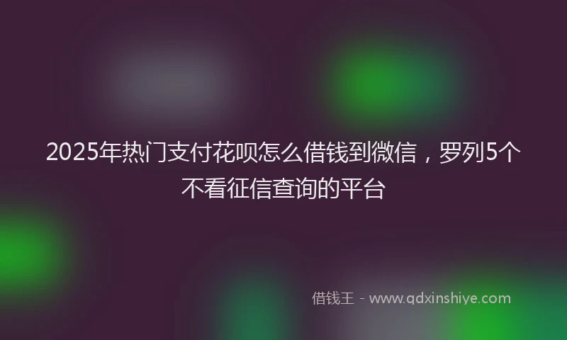 2025年热门支付花呗怎么借钱到微信，罗列5个不看征信查询的平台