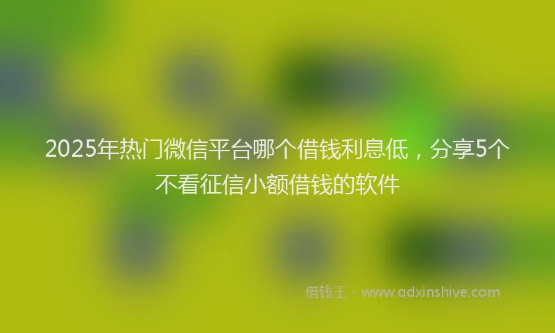 2025年热门微信平台哪个借钱利息低，分享5个不看征信小额借钱的软件