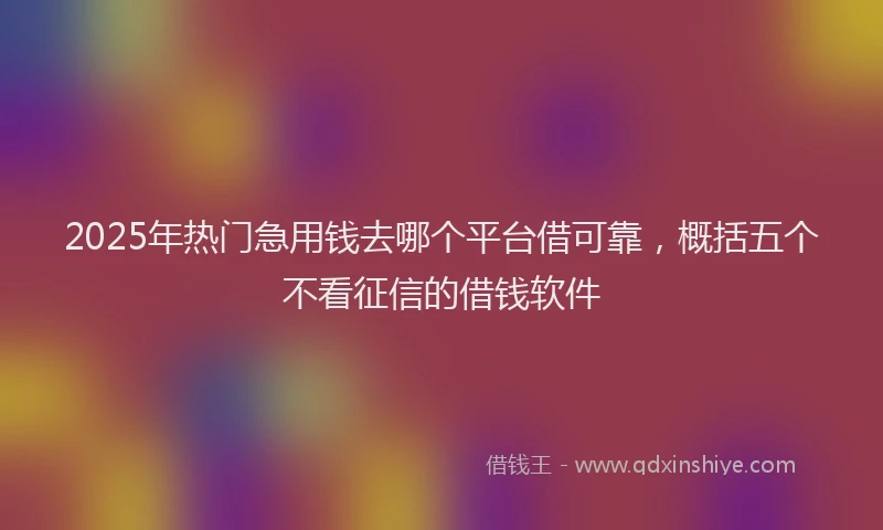 2025年热门急用钱去哪个平台借可靠，概括五个不看征信的借钱软件