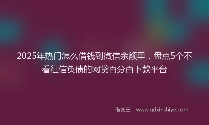 2025年热门怎么借钱到微信余额里，盘点5个不看征信负债的网贷百分百下款平台