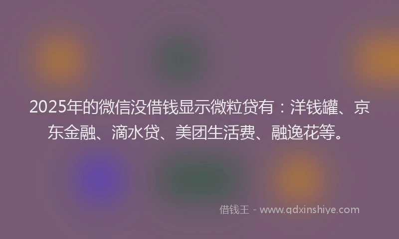 2025年的微信没借钱显示微粒贷有：洋钱罐、京东金融、滴水贷、美团生活费、融逸花等。