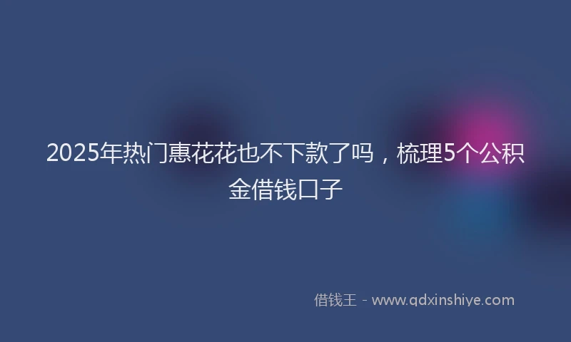 2025年热门惠花花也不下款了吗，梳理5个公积金借钱口子