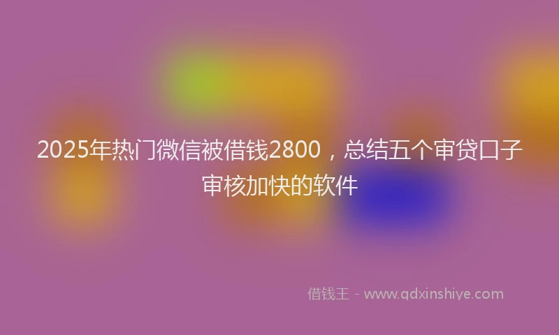 2025年热门微信被借钱2800，总结五个审贷口子审核加快的软件