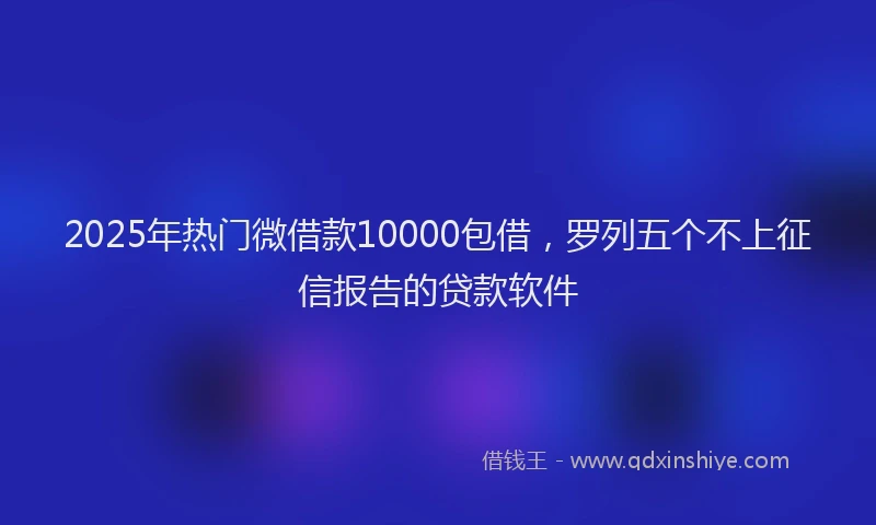 2025年热门微借款10000包借，罗列五个不上征信报告的贷款软件