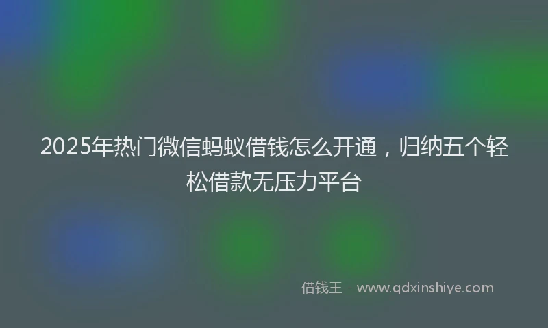 2025年热门微信蚂蚁借钱怎么开通，归纳五个轻松借款无压力平台