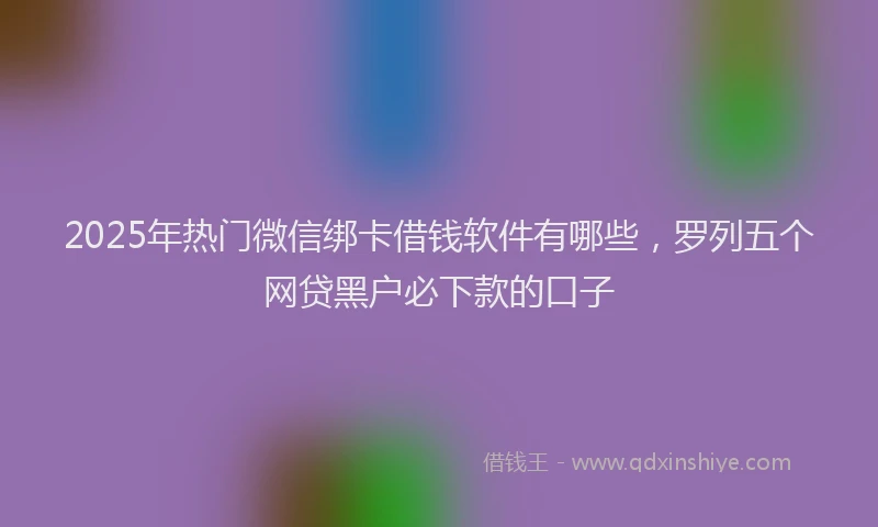 2025年热门微信绑卡借钱软件有哪些，罗列五个网贷黑户必下款的口子