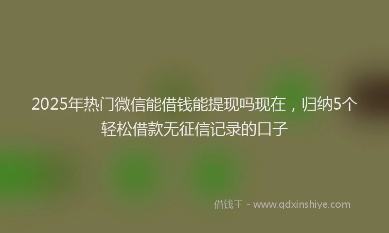 2025年热门微信能借钱能提现吗现在，归纳5个轻松借款无征信记录的口子