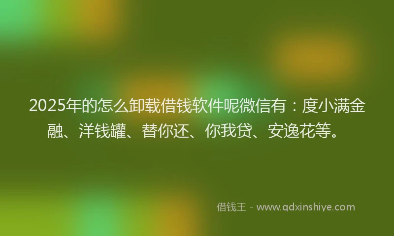 2025年的怎么卸载借钱软件呢微信有：度小满金融、洋钱罐、替你还、你我贷、安逸花等。