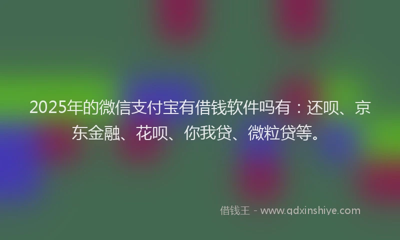 2025年的微信支付宝有借钱软件吗有：还呗、京东金融、花呗、你我贷、微粒贷等。