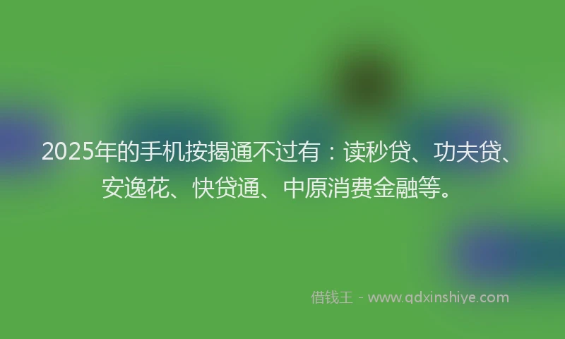 2025年的手机按揭通不过有：读秒贷、功夫贷、安逸花、快贷通、中原消费金融等。