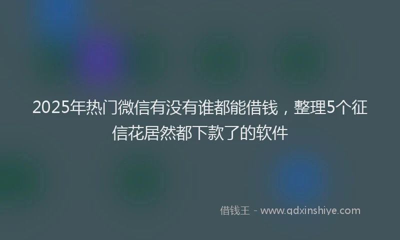 2025年热门微信有没有谁都能借钱，整理5个征信花居然都下款了的软件