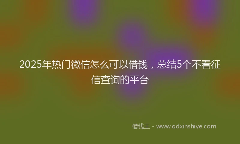 2025年热门微信怎么可以借钱，总结5个不看征信查询的平台