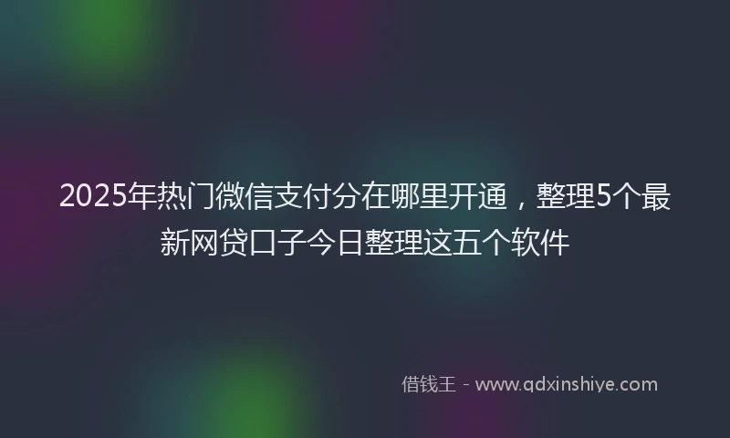 2025年热门微信支付分在哪里开通，整理5个最新网贷口子今日整理这五个软件