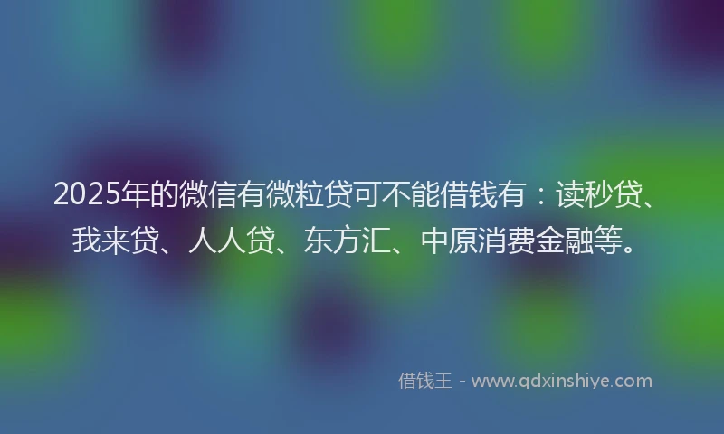 2025年的微信有微粒贷可不能借钱有：读秒贷、我来贷、人人贷、东方汇、中原消费金融等。