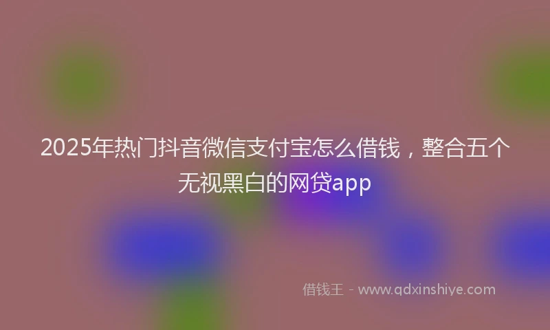 2025年热门抖音微信支付宝怎么借钱，整合五个无视黑白的网贷app