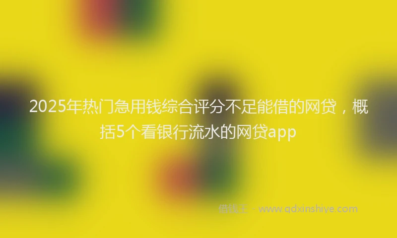 2025年热门急用钱综合评分不足能借的网贷，概括5个看银行流水的网贷app