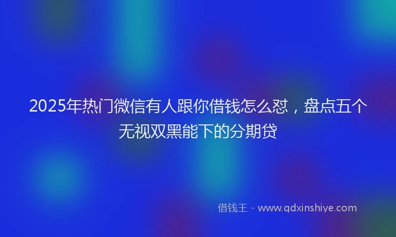 2025年热门微信有人跟你借钱怎么怼，盘点五个无视双黑能下的分期贷