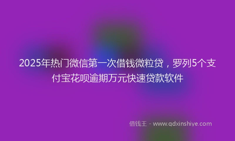 2025年热门微信第一次借钱微粒贷，罗列5个支付宝花呗逾期万元快速贷款软件