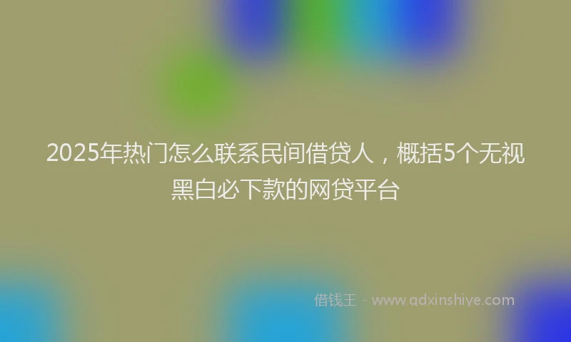 2025年热门怎么联系民间借贷人，概括5个无视黑白必下款的网贷平台